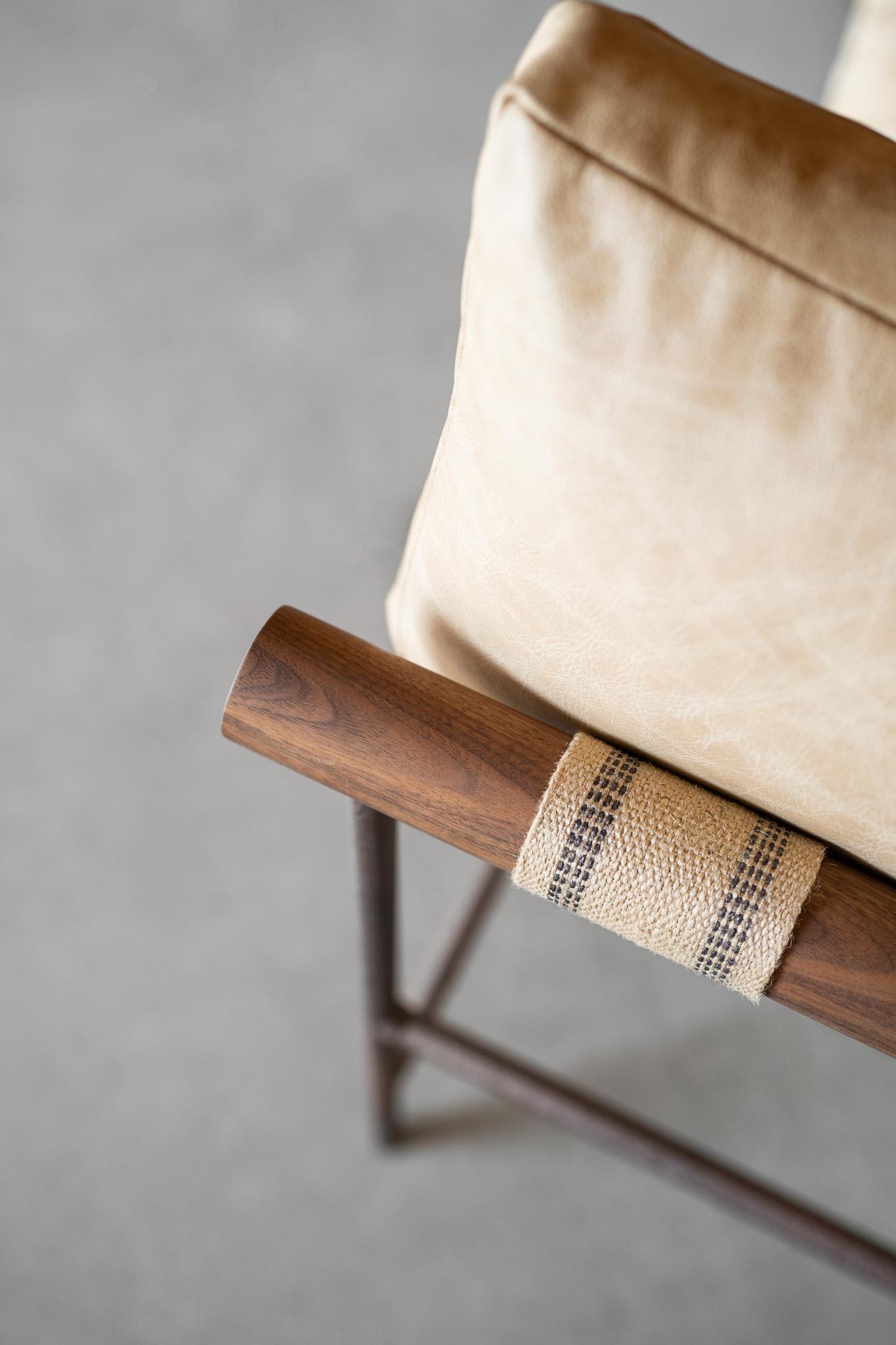 Hand-Crafted Leather Rosa Lounge Chair by Croft House For Sale