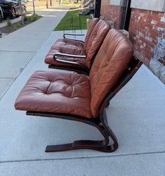 Leather/Rosewood Midcentury 'Skyline" seating Einar Hove for Hove Mobler, 1970s