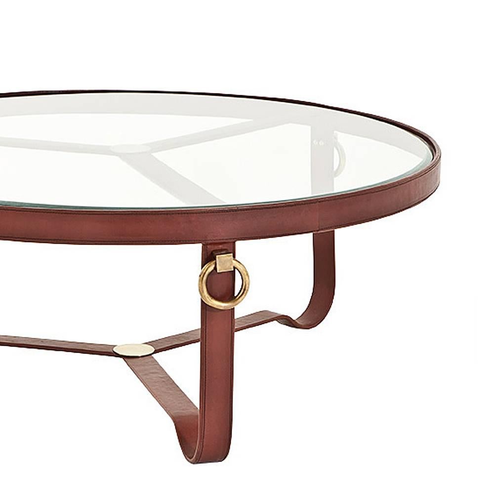 antique brass and glass round coffee table