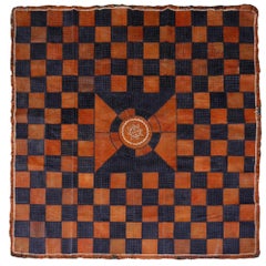 Lederteppich Schwarz Braun Tuareg Teppich aus Mauretanien Nordafrikanisches Patchwork