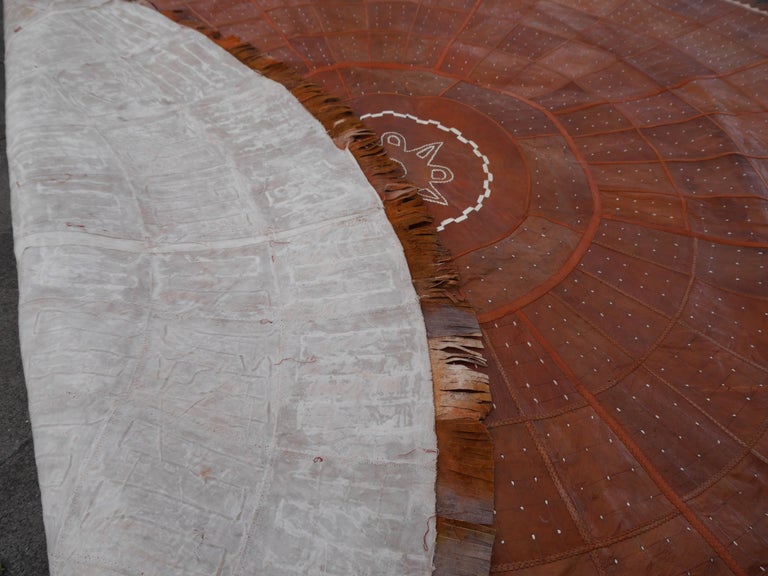 Leather Rug Brown Tuareg Carpet from Mauretania North African Round at ...