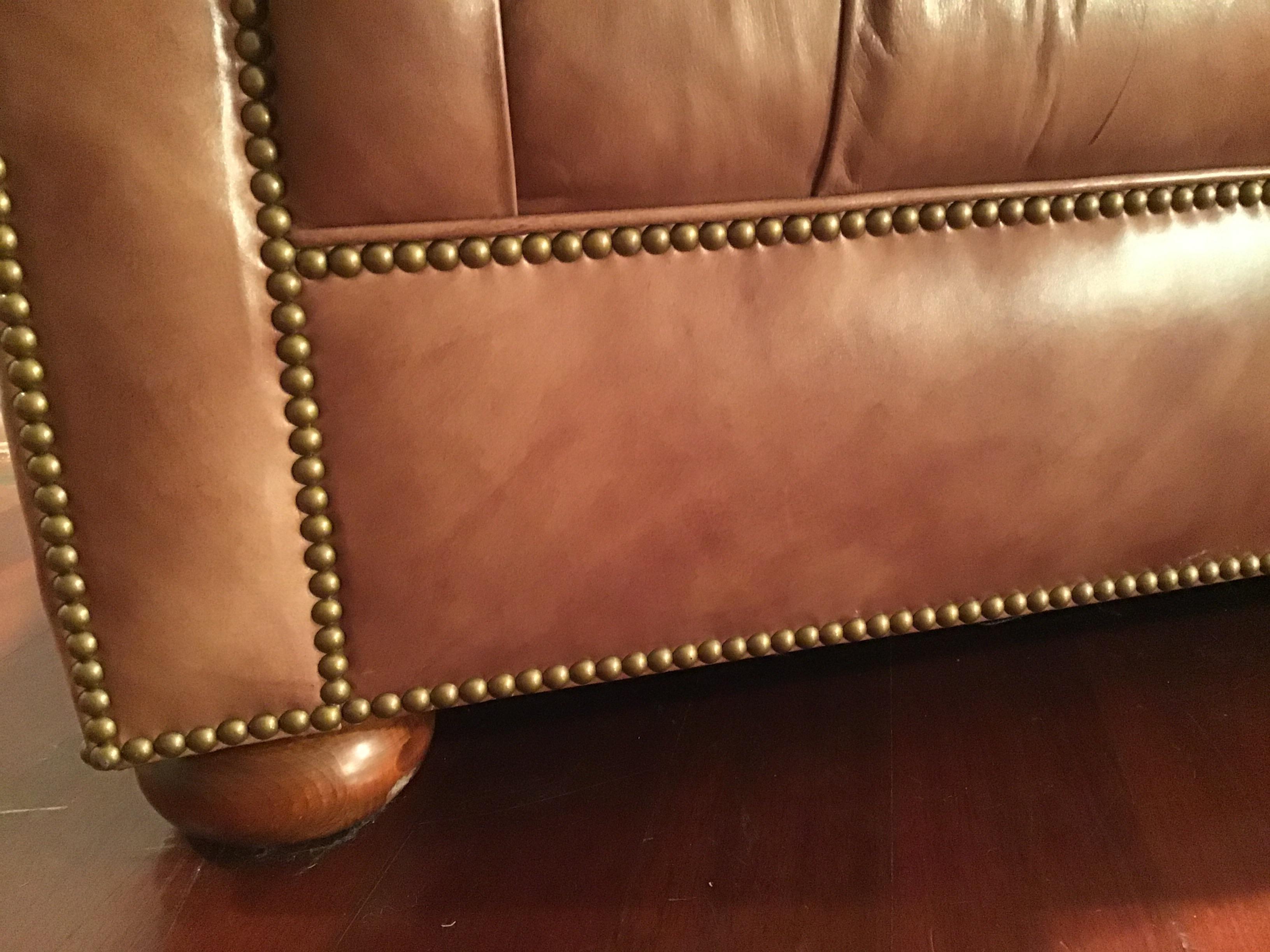 Leather Saddle Colored Chesterfield Sofa 8