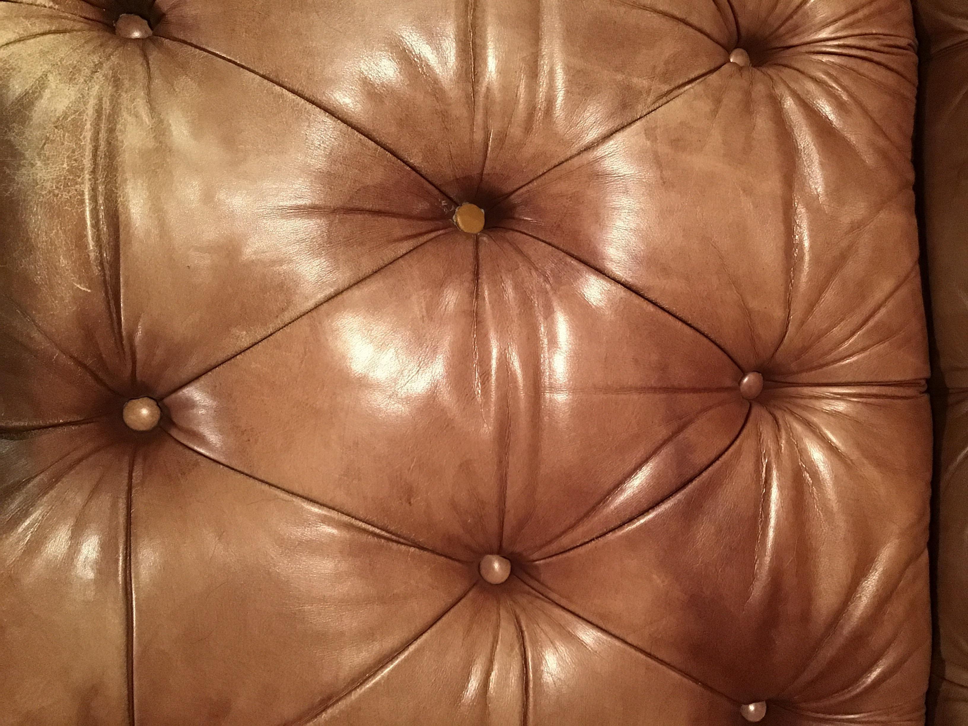 Leather Saddle Colored Chesterfield Sofa 9