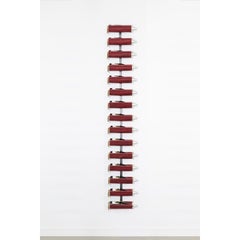 Botellero de cuero para vino con expositor de pared by Amuneal