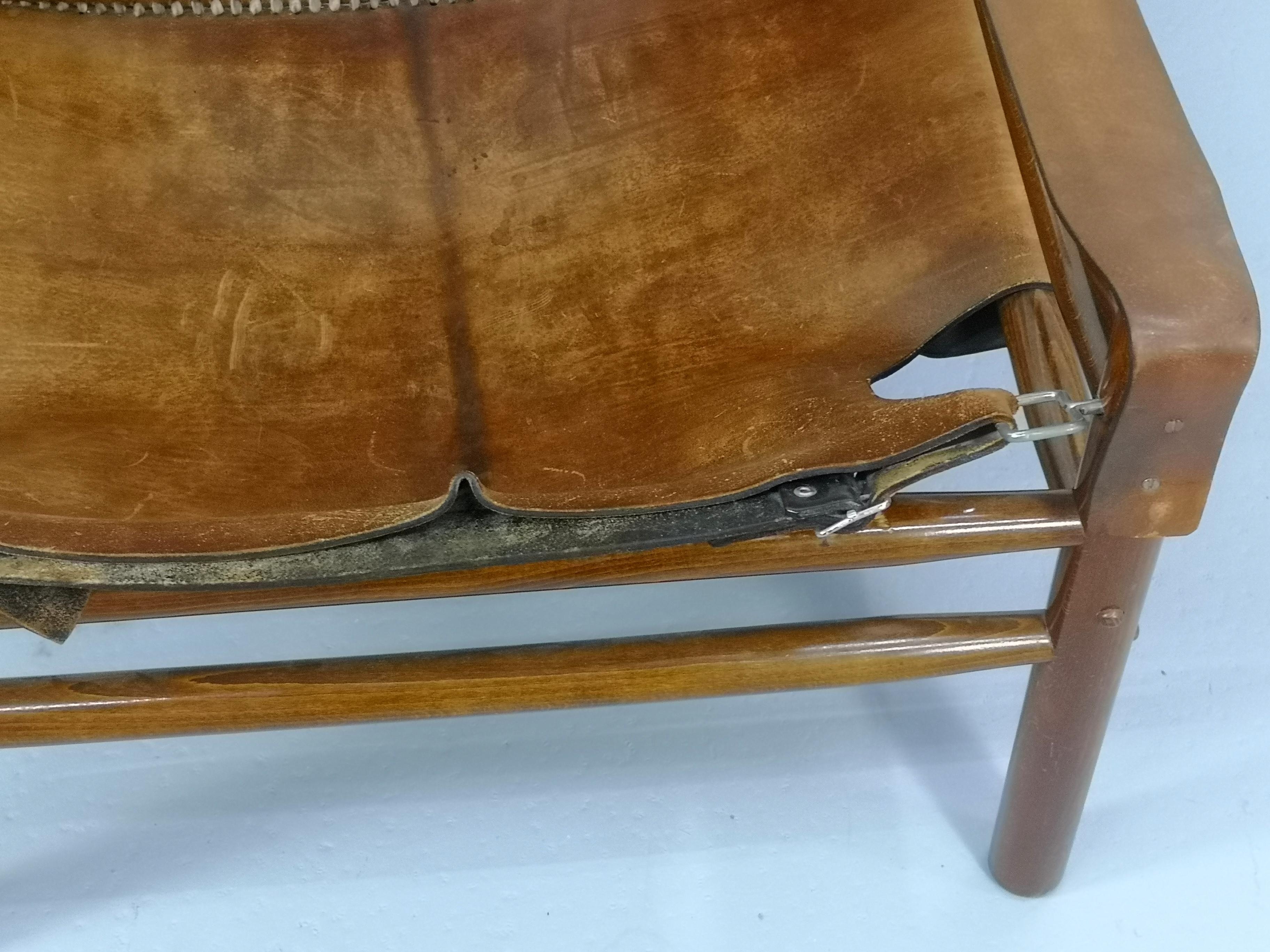 Leather Safari Armchair, 1970s For Sale 9