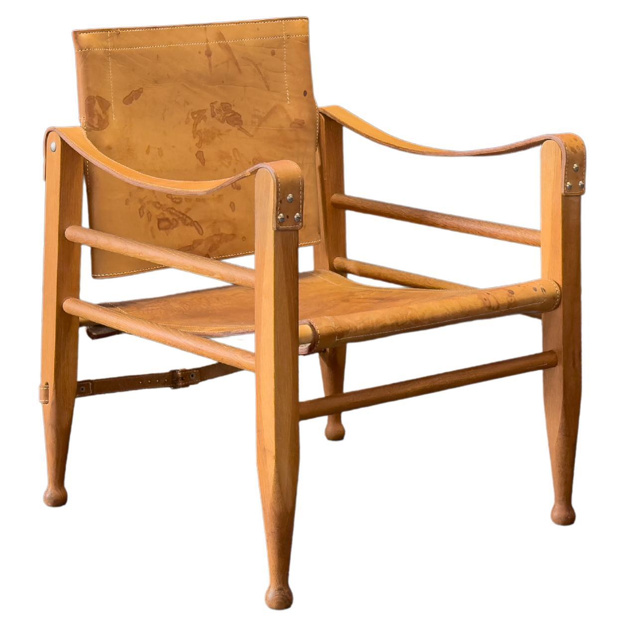 Chaise safari en cuir par Aage Bruun & Son en vente