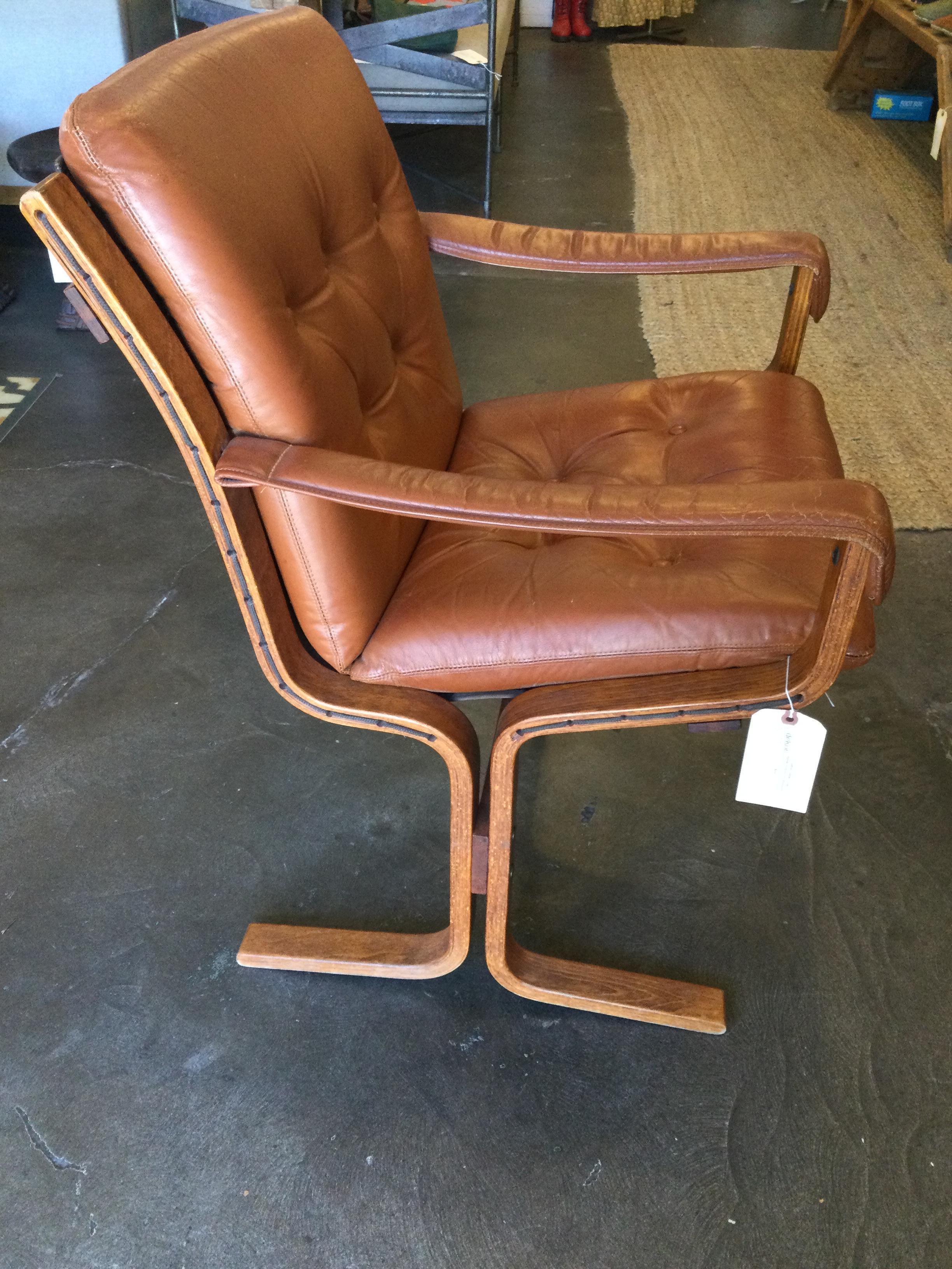 Mid-Century Modern Leather Safari Chair by Ingmar Relling for Westnofa