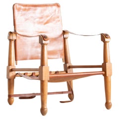 Safari-Stuhl aus Leder um 1940
