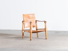 Leather Safari Chair, Mid 20th Century