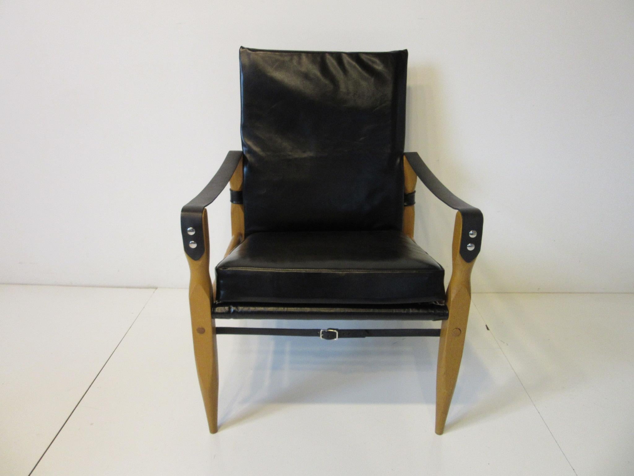 Mid-Century Modern Leather Safari Chairs by Wilhelm Kienzle