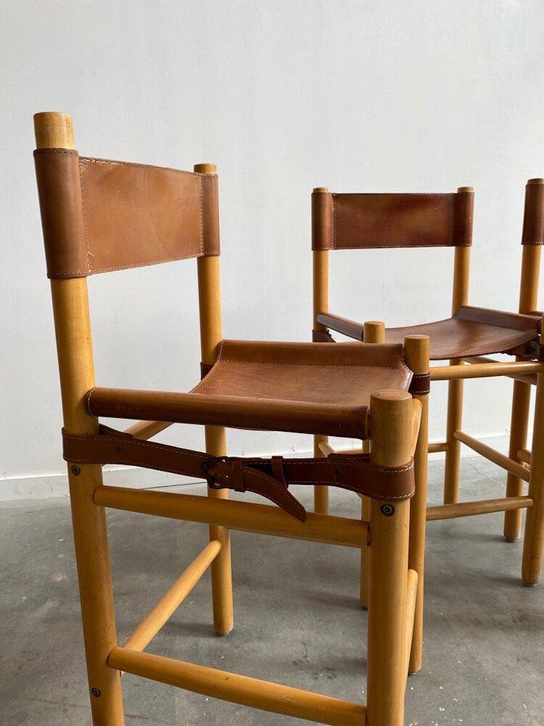 Leather Safari Mid Century Barstools in the Manner of In Good Condition In Long Island City, NY