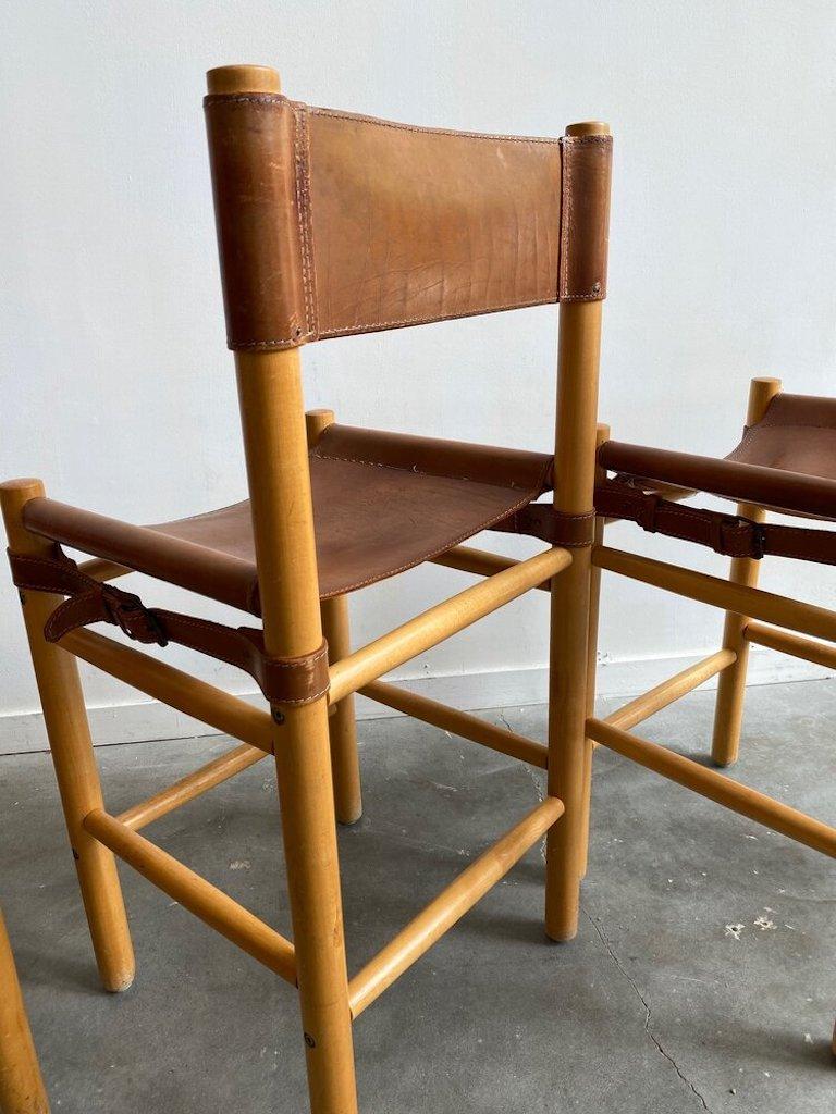 20th Century Leather Safari Mid Century Barstools in the Manner of