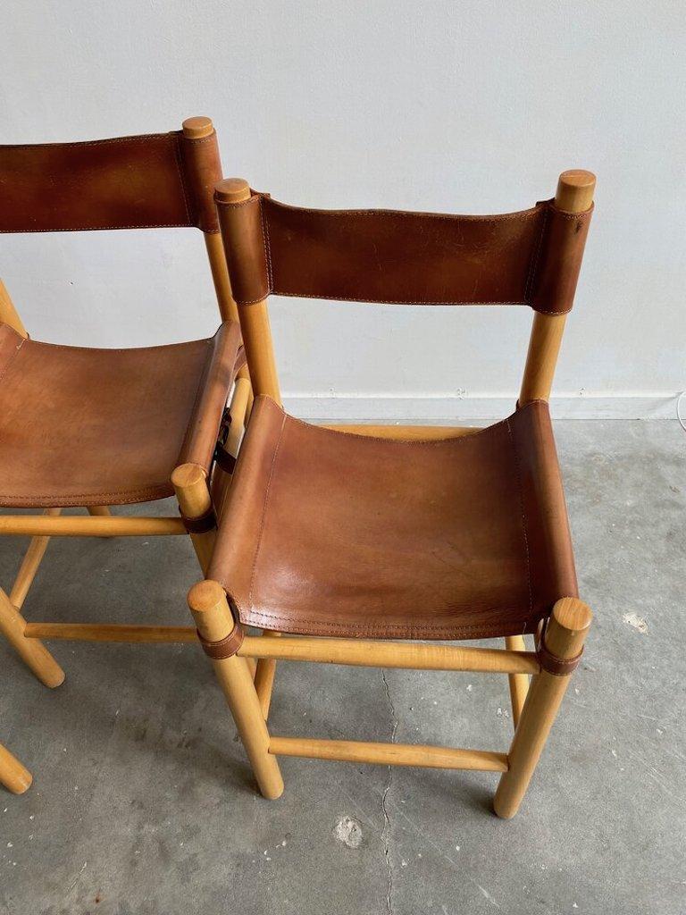Leather Safari Mid Century Barstools in the Manner of 1