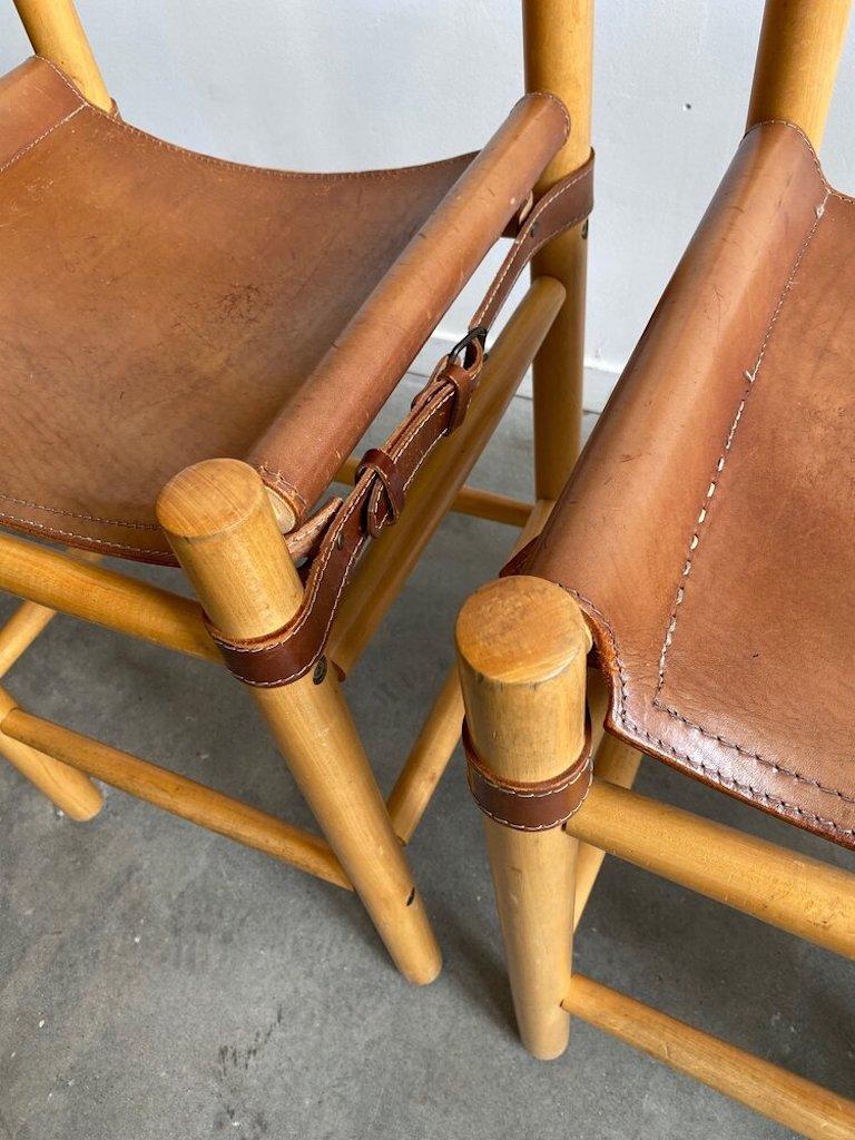 Leather Safari Mid Century Barstools in the Manner of 2