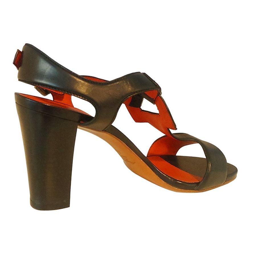Santoni Rose Collection Leather Black color Red clay internal Heel height cm 9 (3.54 inches)
