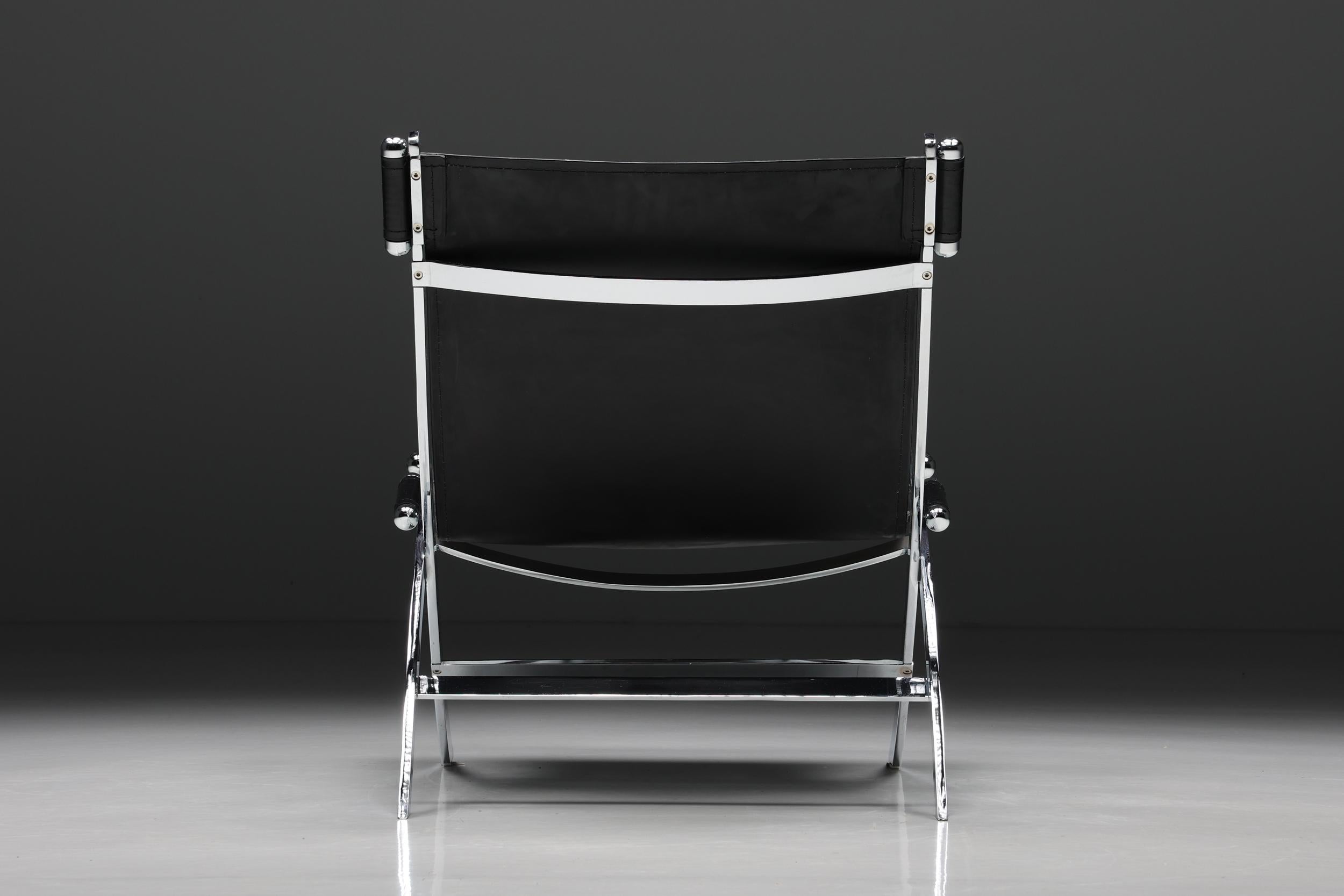 Metal ILVA Design Lounge Chair Model Cuba, Black Leather, Denmark, 2000s For Sale