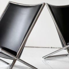 Leather Scissor Chairs by Ward Bennett for Brickell Associates