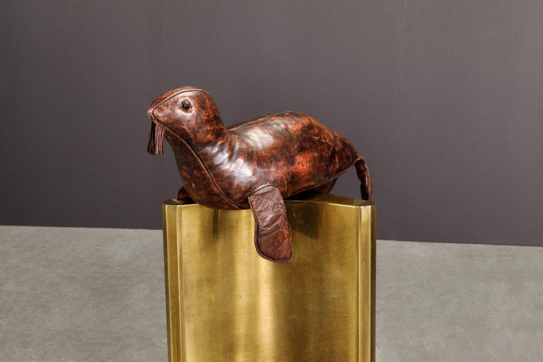 Patinated Leather Seal by Dimitri Omersa for Abercrombie & Fitch, circa 1970s For Sale