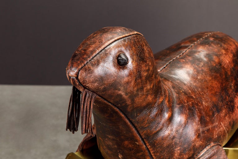 Leather Seal by Dimitri Omersa for Abercrombie & Fitch, circa 1970s In Good Condition For Sale In Los Angeles, CA