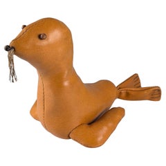 Leather Seal Decorative Sculpture Vintage 1970s