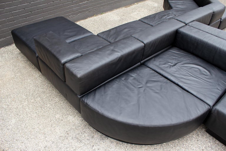 Black Leather Leather 'Cubo' Sectional Sofa by Harvey Probber 1970s For Sale 2