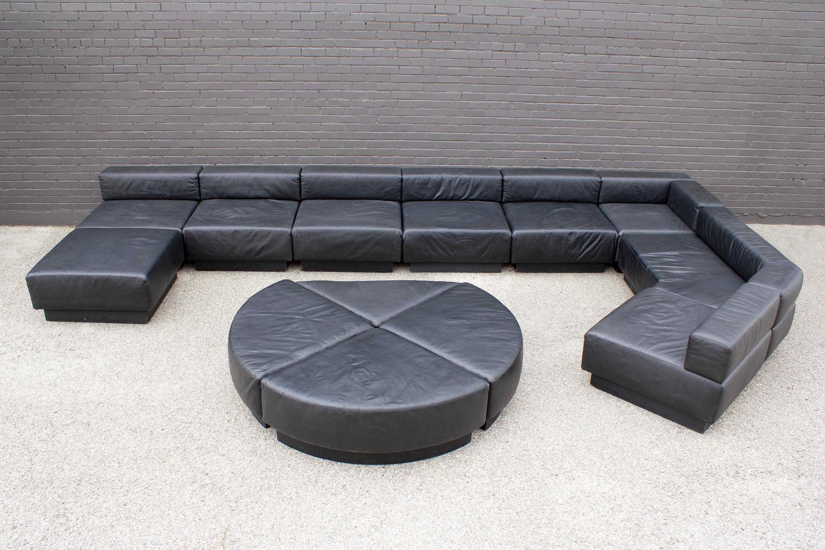 Black Leather Leather 'Cubo' Sectional Sofa by Harvey Probber, 1970s For Sale 3