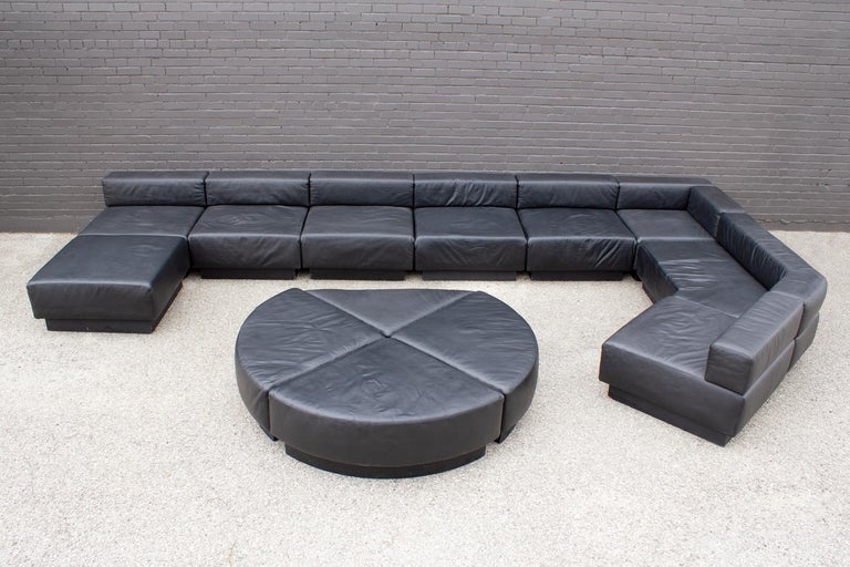 Black Leather Leather 'Cubo' Sectional Sofa by Harvey Probber 1970s For Sale 4