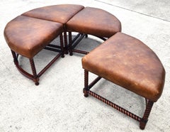 Leather Sectional English Cocktail Ottoman Foot Stools Set of 4