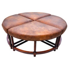 Sectionnelle en cuir Ottoman Cocktail anglais Tabourets de pied Ensemble de 4
