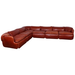 Leather Sectional Sofa by Alberto Rosselli for Saporiti
