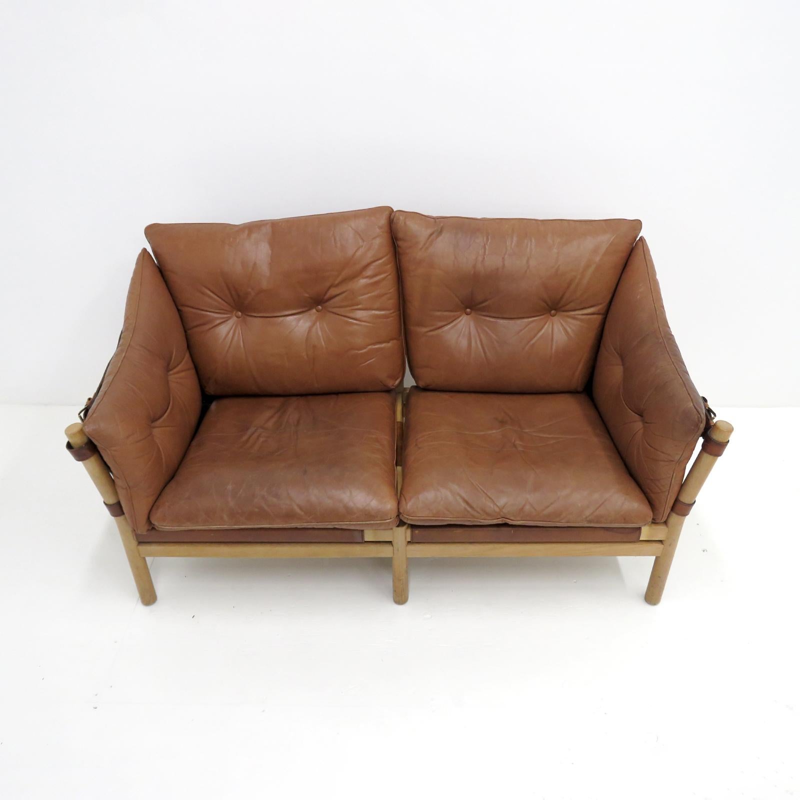 Scandinavian Modern Leather Settee Model ‘Ilona’ by Arne Norell, 1960