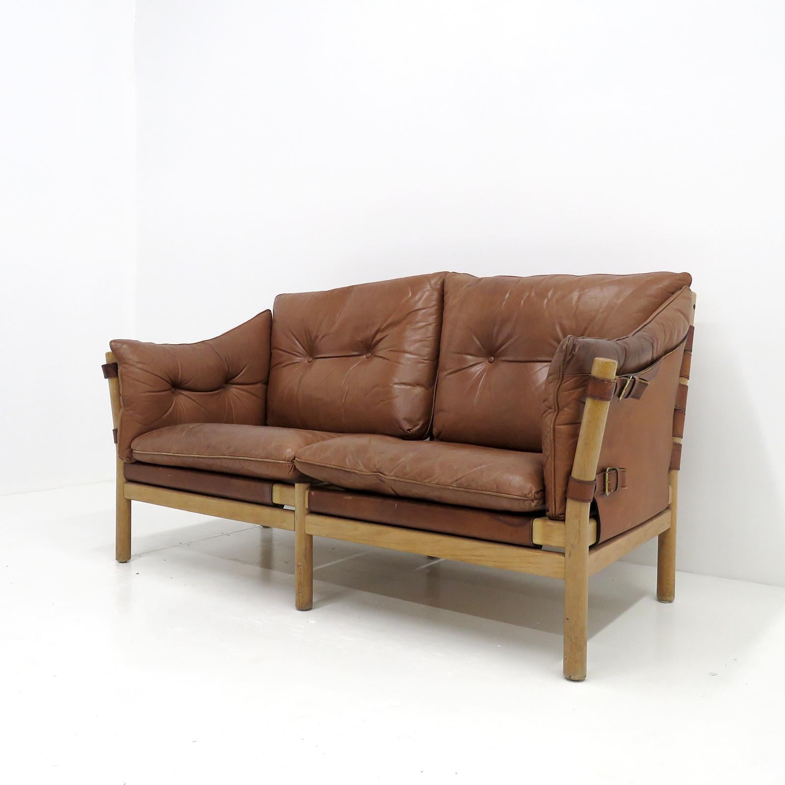Swedish Leather Settee Model ‘Ilona’ by Arne Norell, 1960