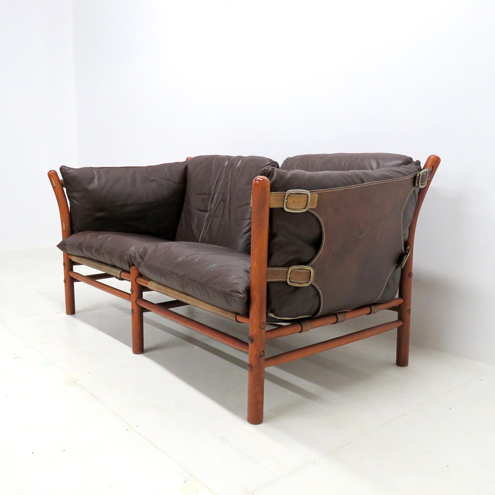 Stained Leather Settee Model ‘Ilona’ by Arne Norell, 1960 For Sale