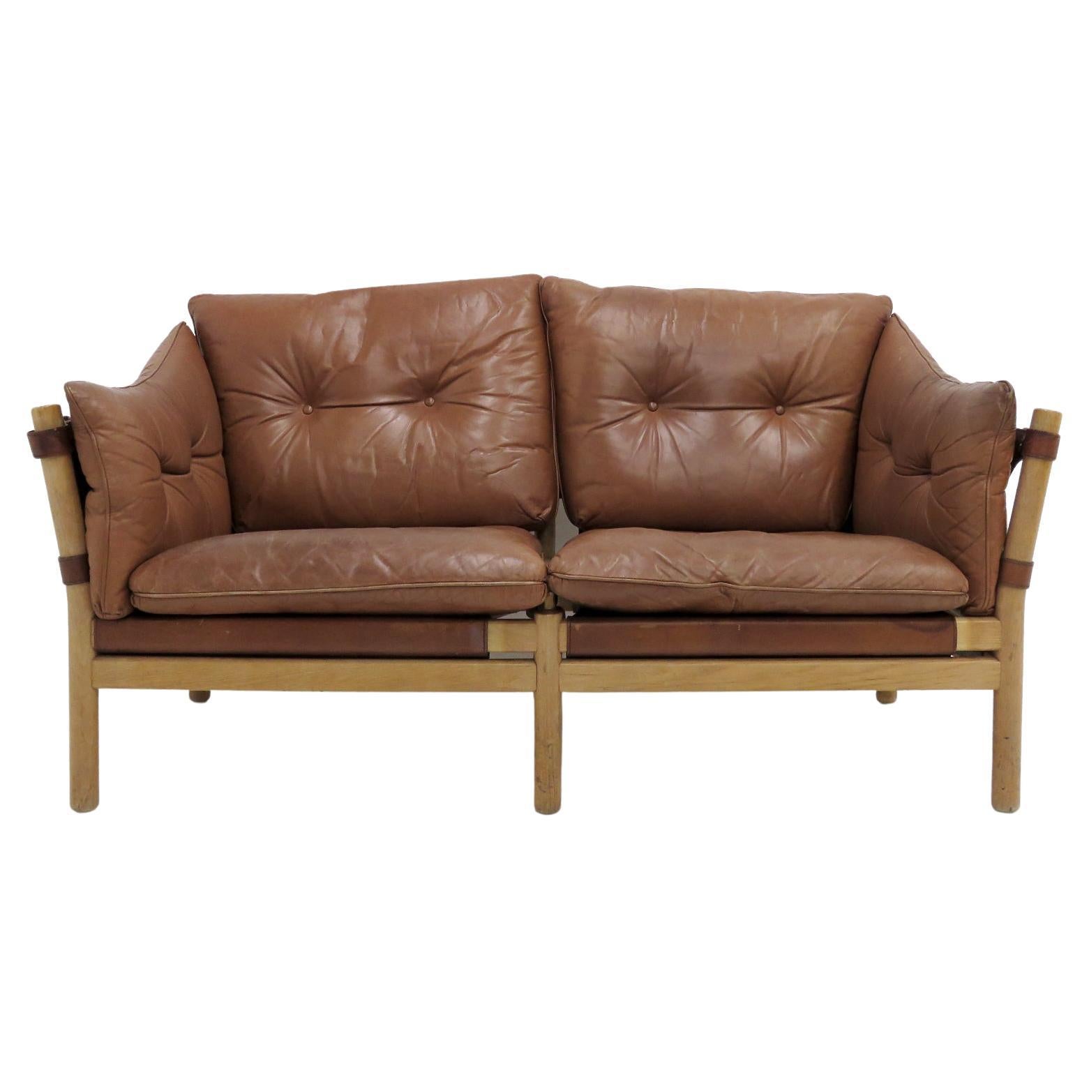 Leather Settee Model ‘Ilona’ by Arne Norell, 1960 For Sale