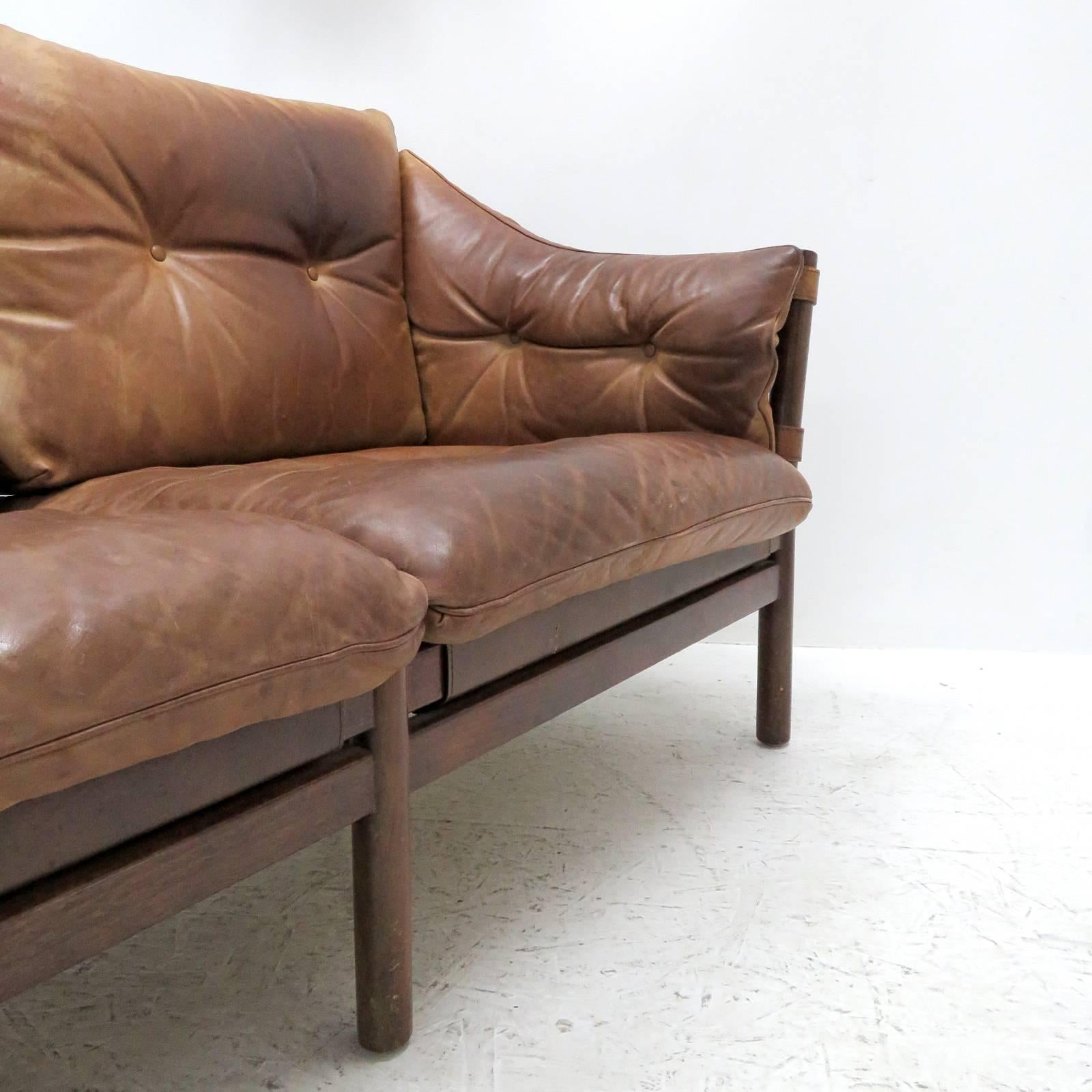Leather Settee Model ‘Ilona’ by Arne Norell In Good Condition In Los Angeles, CA