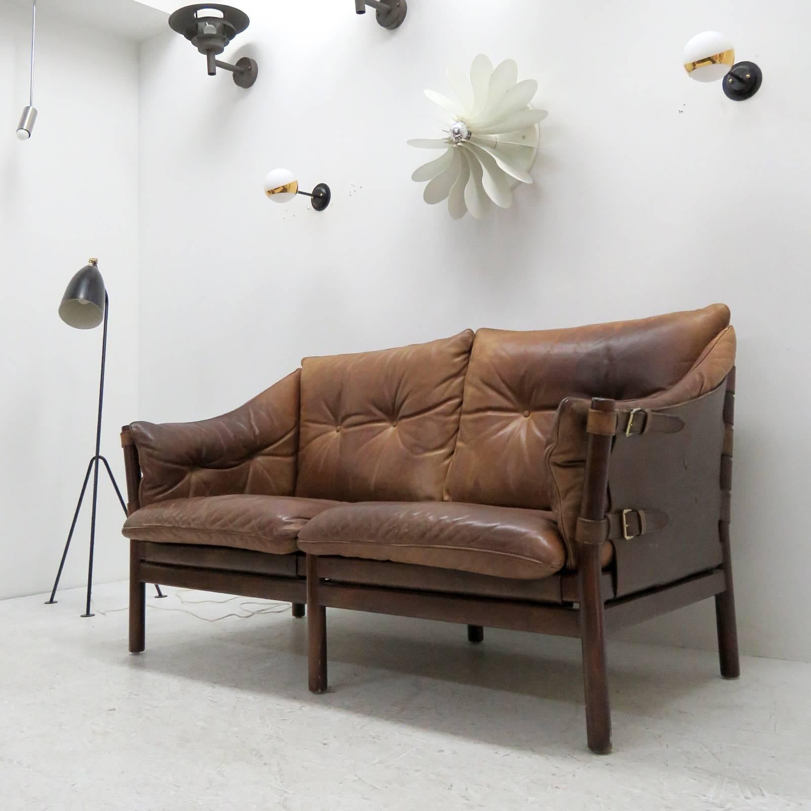 Mid-20th Century Leather Settee Model ‘Ilona’ by Arne Norell