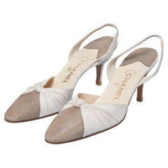 Leather shoes with hologramme pattern open on the back CHANEL