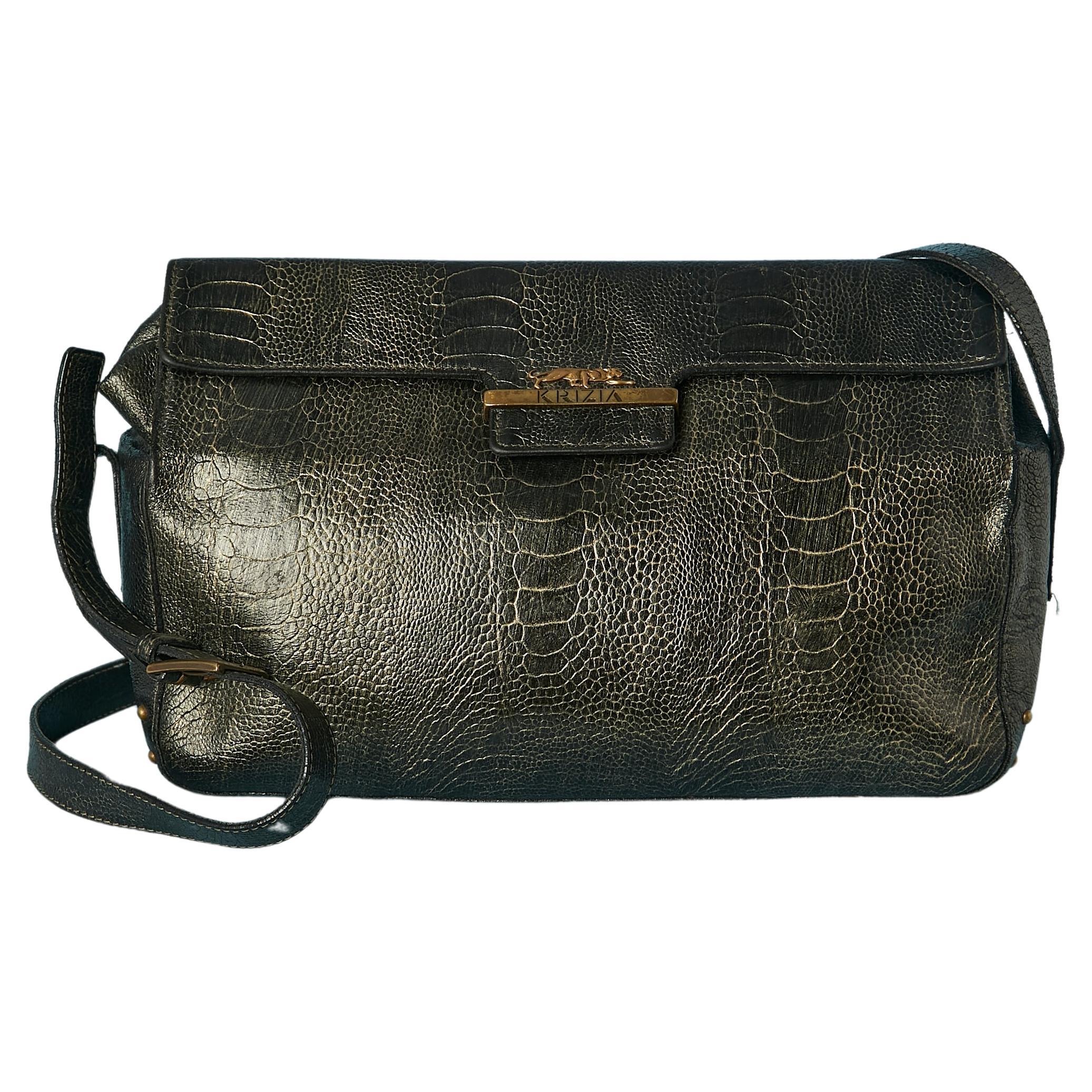 Leather shoulder bag with lezard pattern KRIZIA For Sale