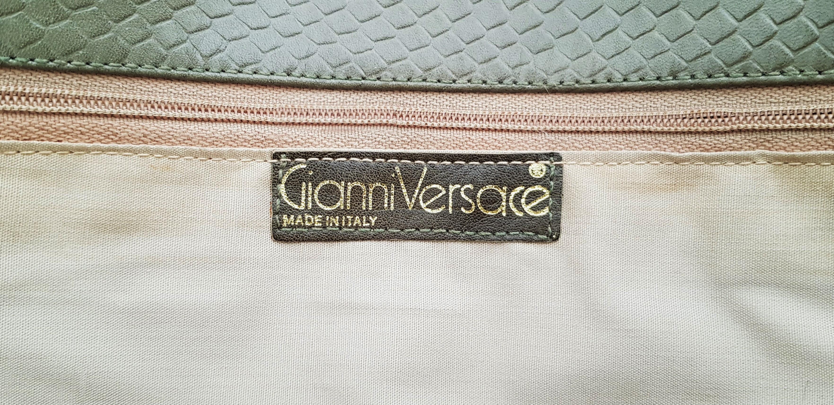 Leather Shoulder Bag Worked As Python by Gianni Versace For Sale 5