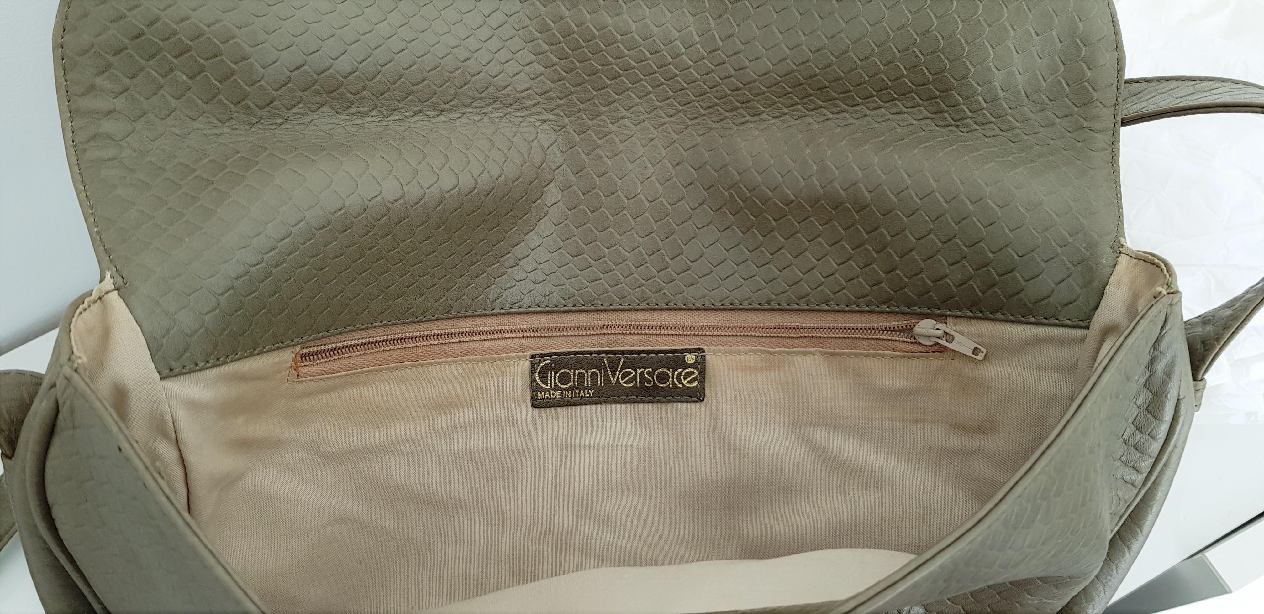 Leather Shoulder Bag Worked As Python by Gianni Versace For Sale 6