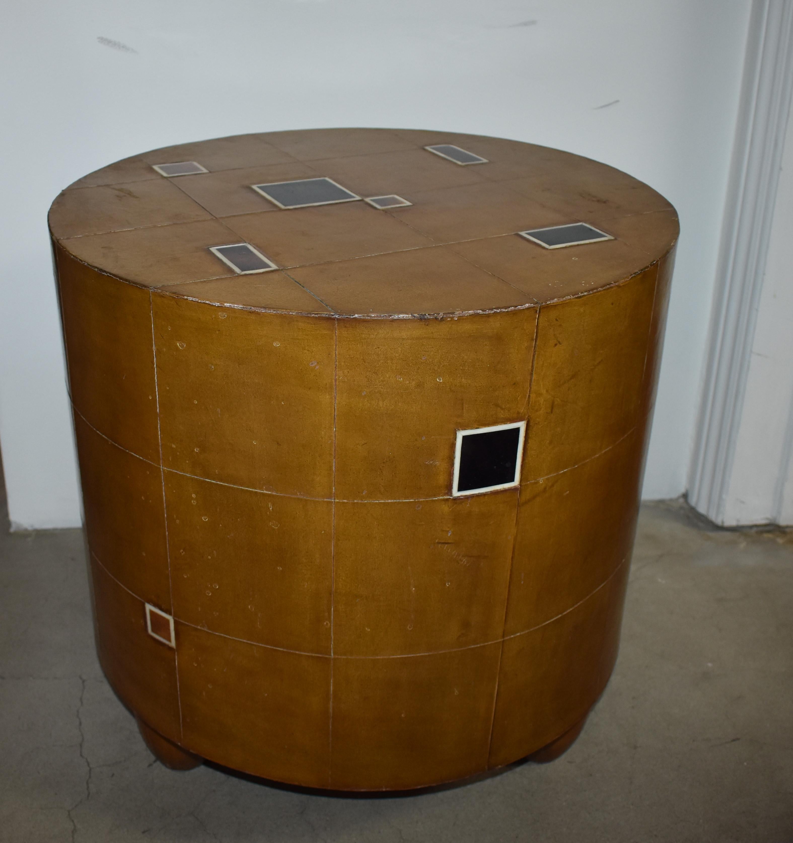 Elegant design 1970s side table cover with leather.