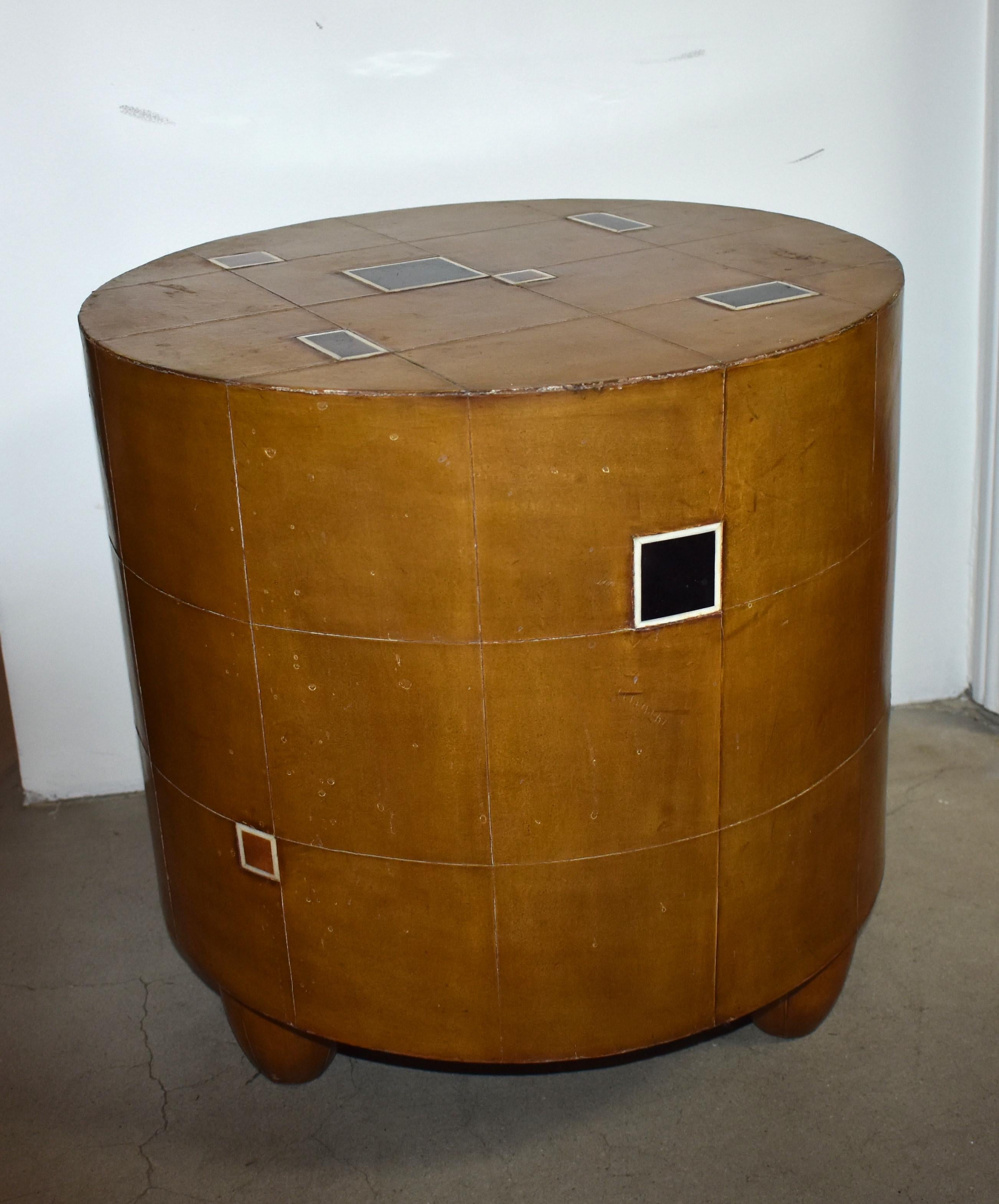 Mid-Century Modern Leather Side Table For Sale