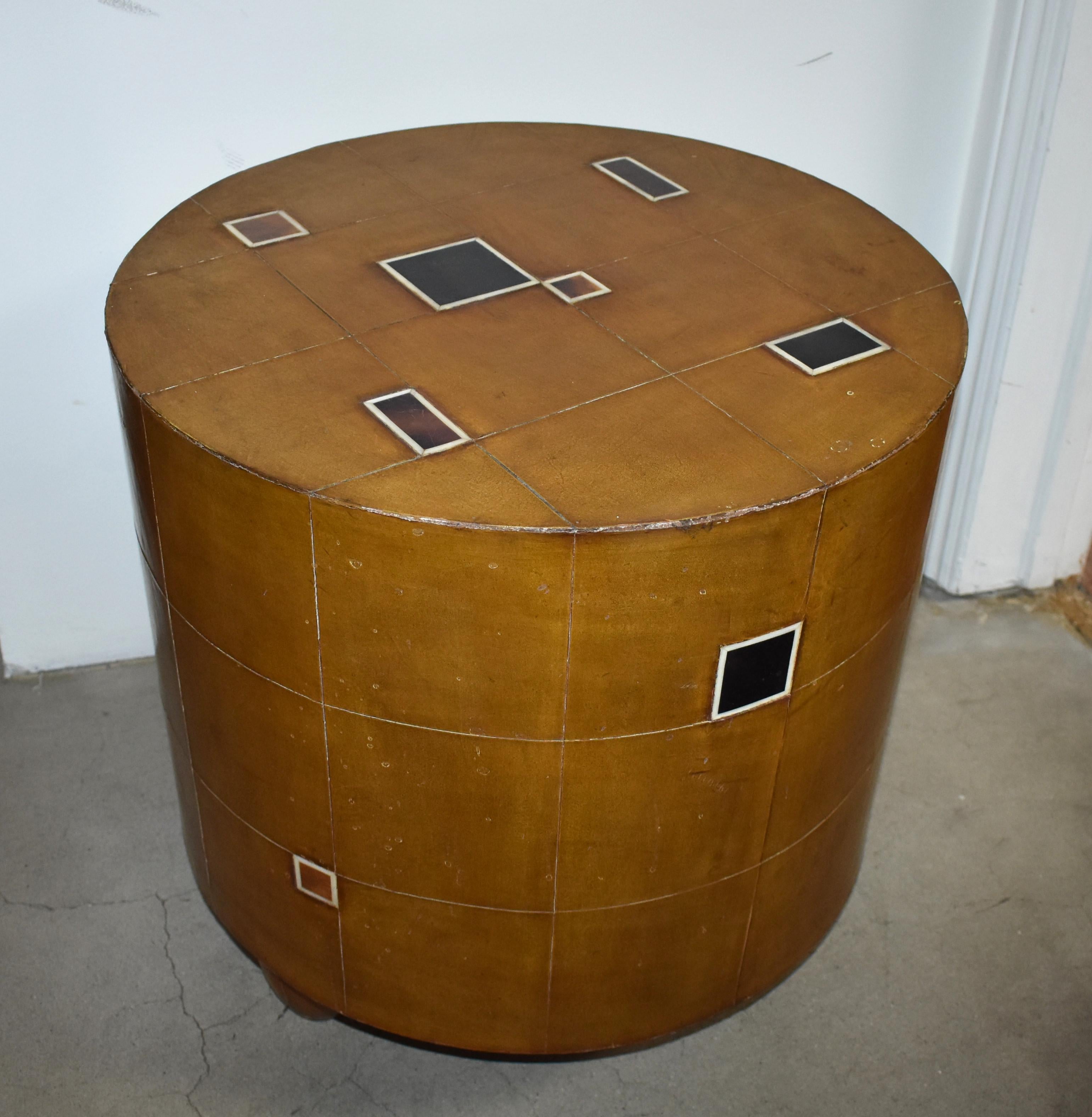 American Leather Side Table For Sale