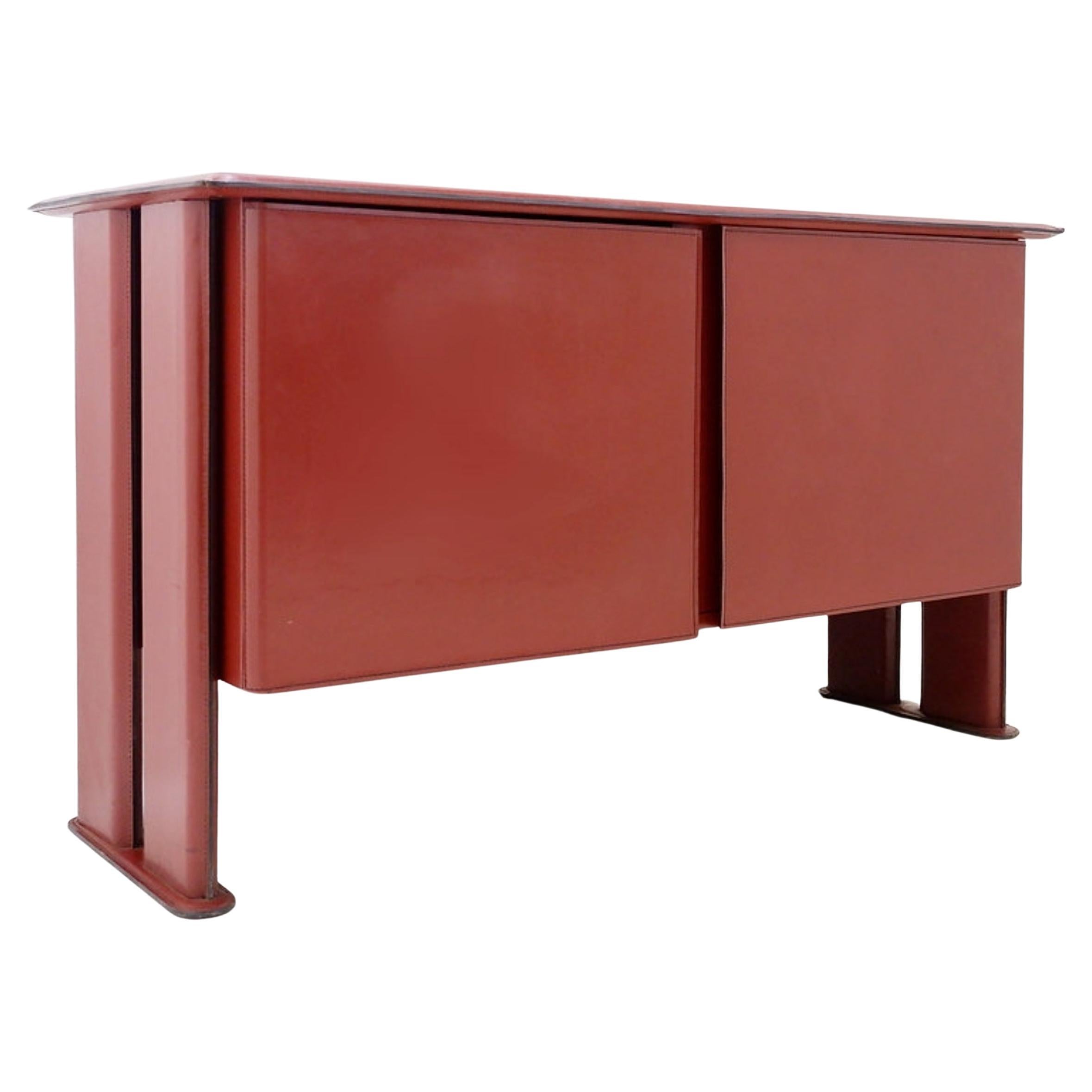 Mid-Century Modern Leather Sideboard by De Couro, Brazil, 1980s