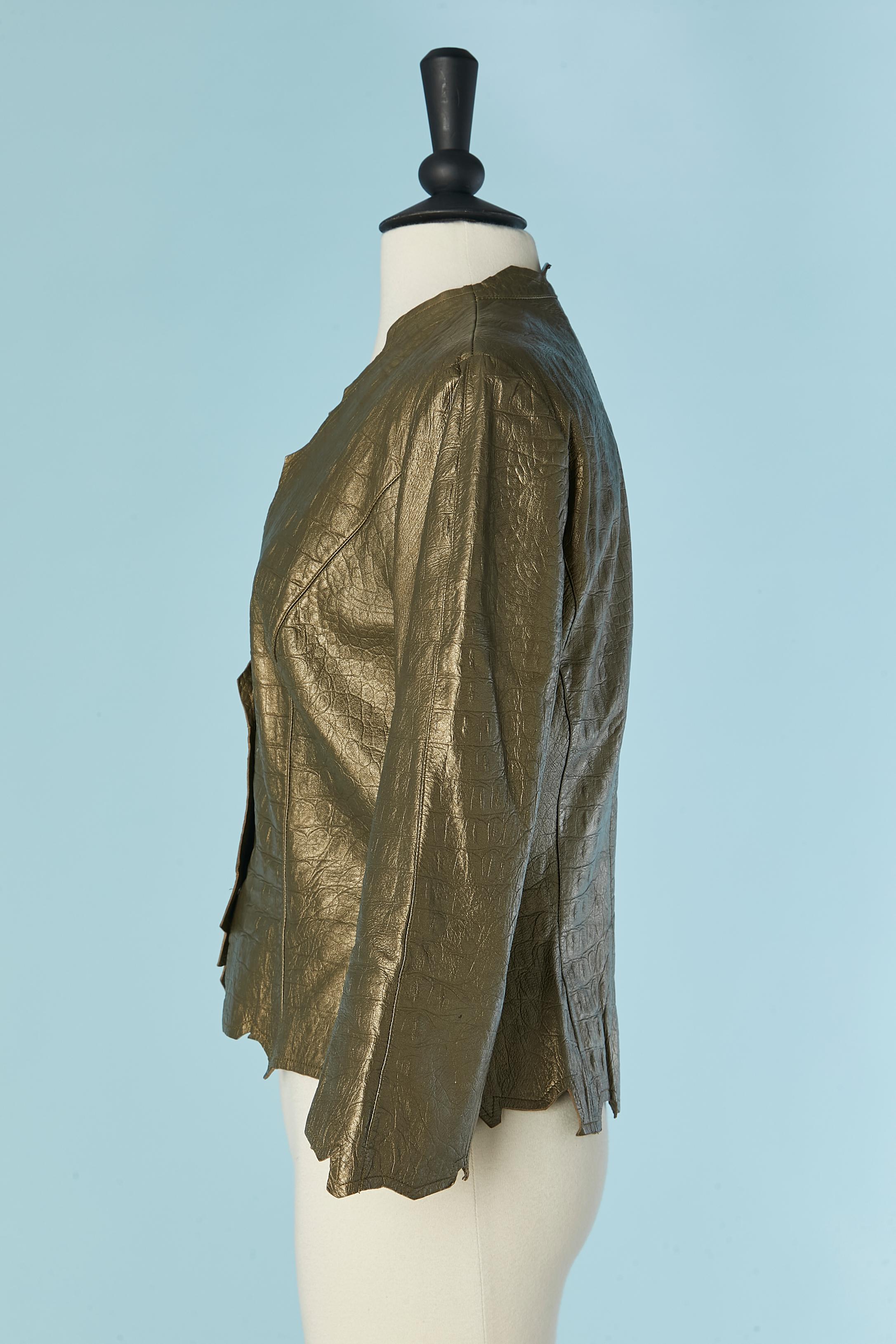 Einreihige Lederjacke MUGLER mit Krokodilmuster Damen im Angebot