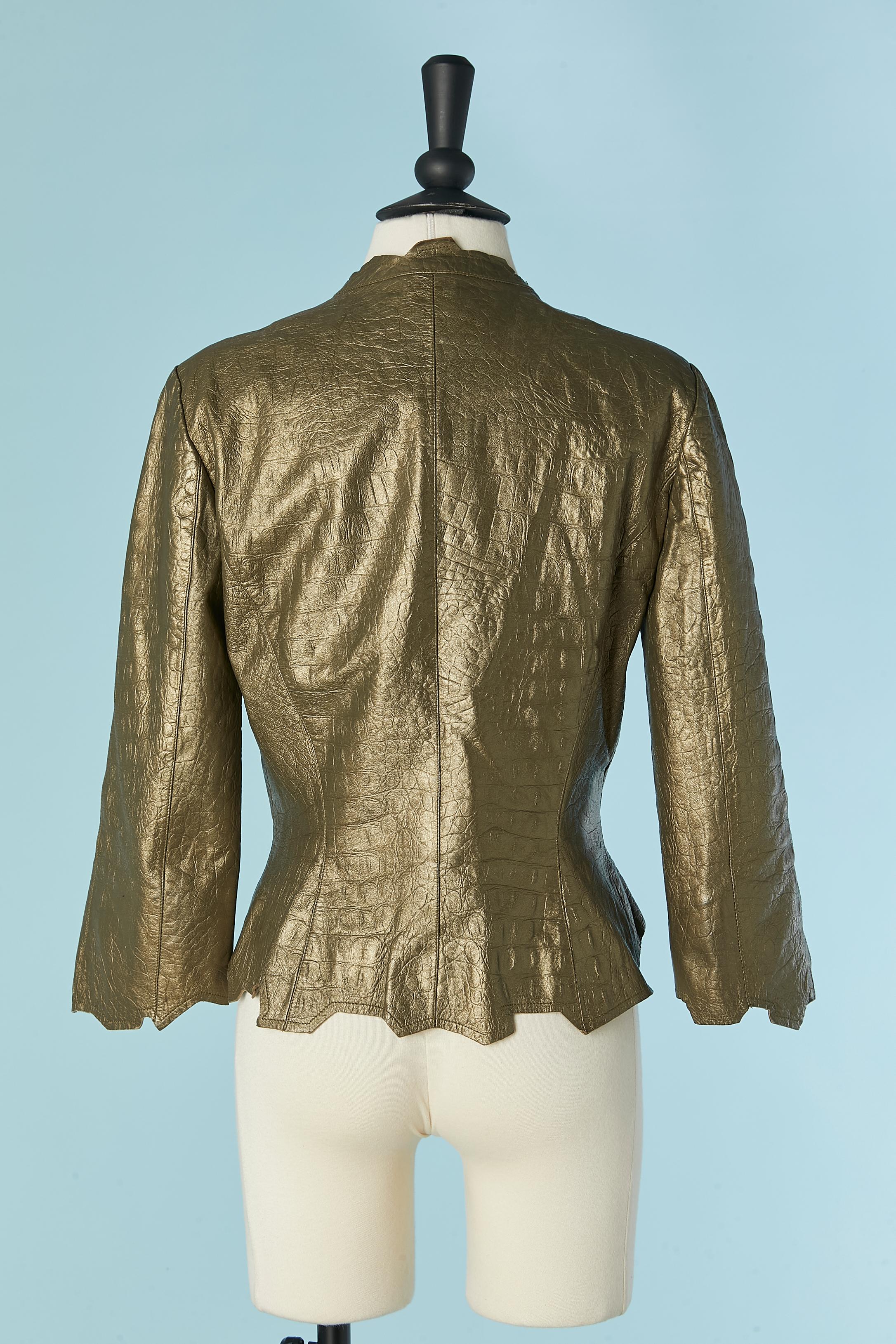 Einreihige Lederjacke MUGLER mit Krokodilmuster im Angebot 1