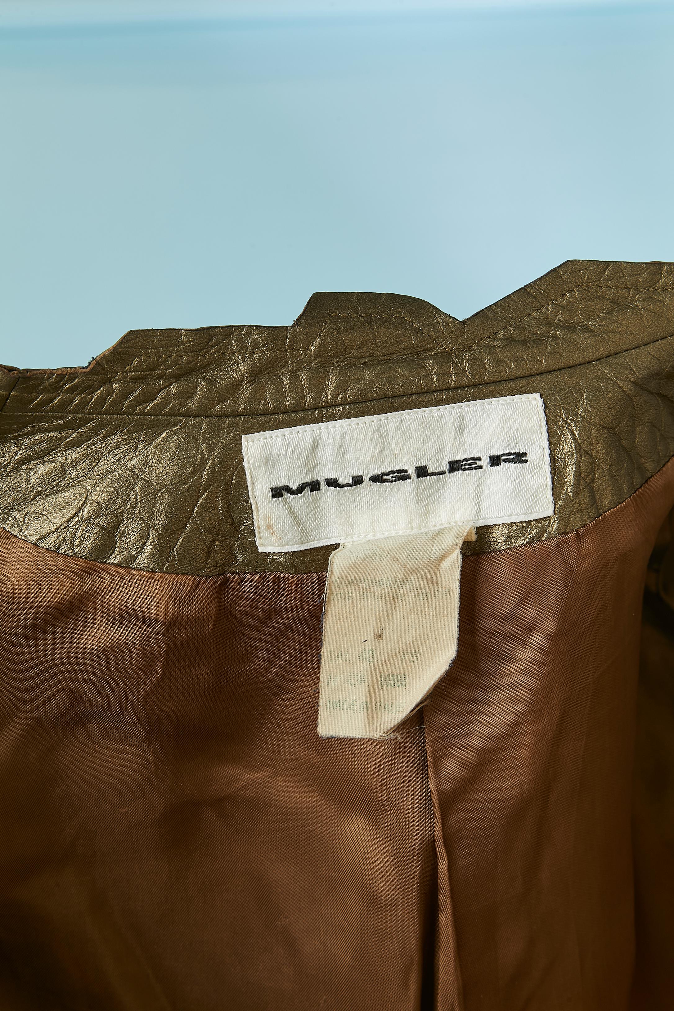 Einreihige Lederjacke MUGLER mit Krokodilmuster im Angebot 2