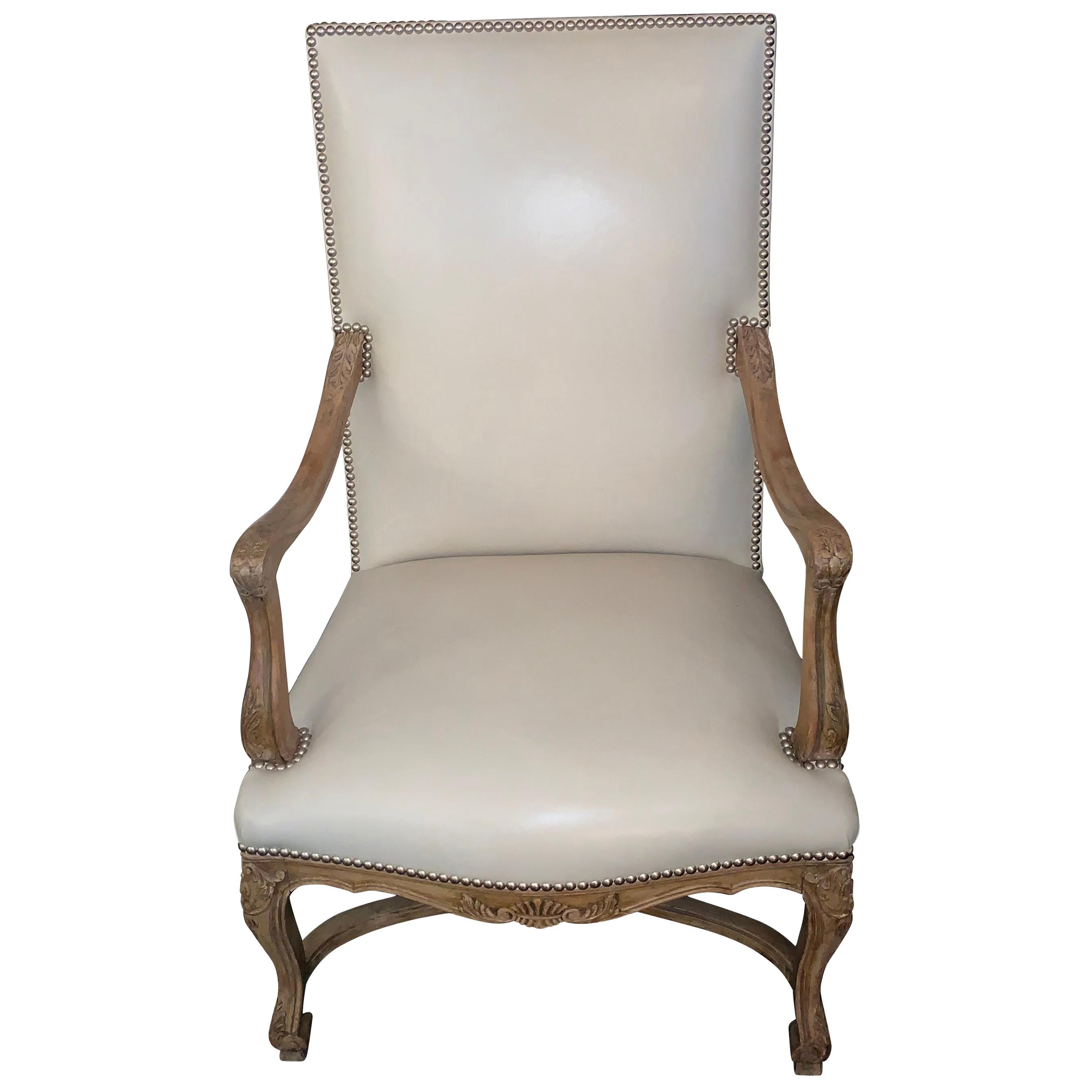 Leather Single Side Chair, France, 19th Century