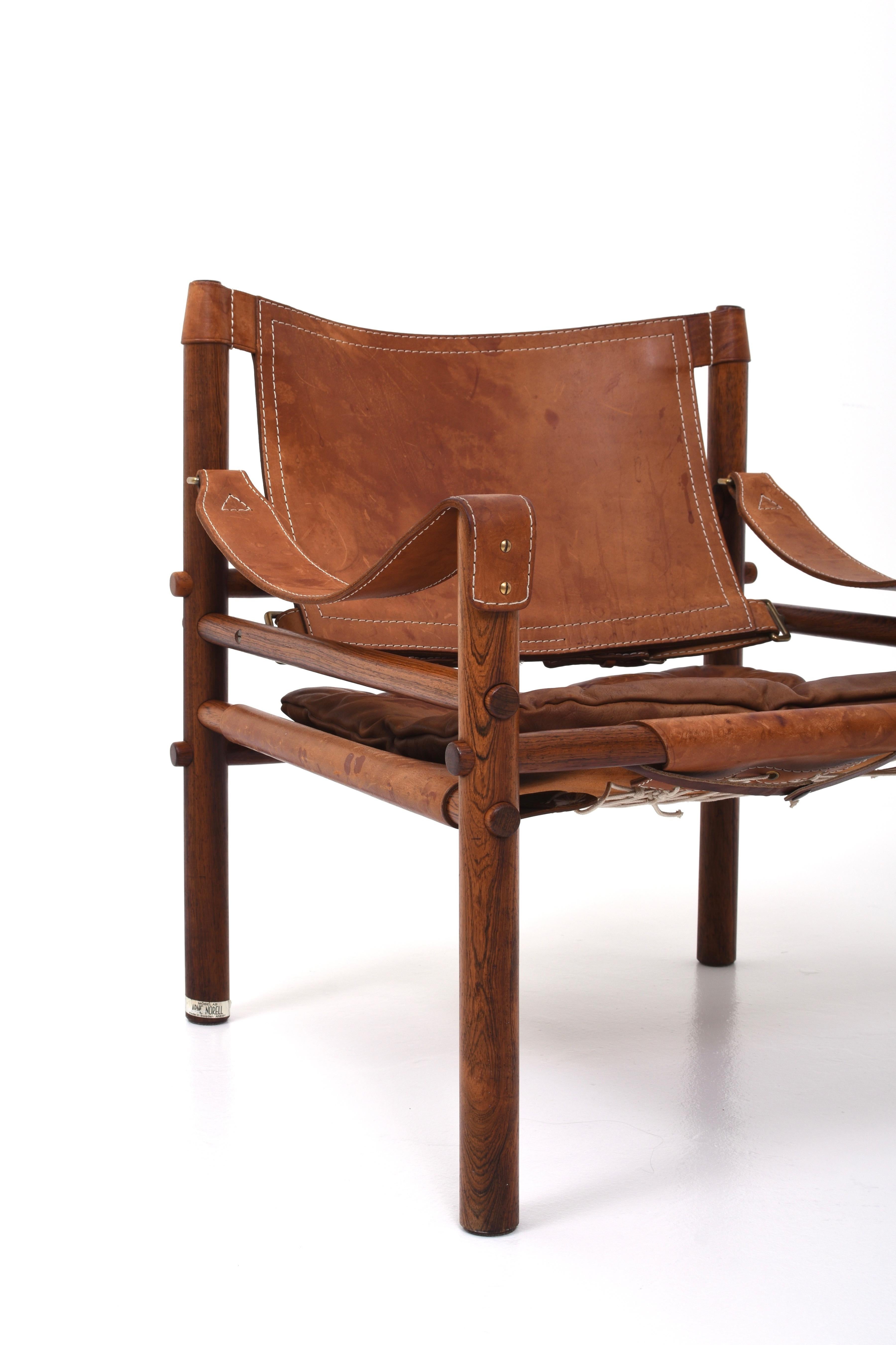 Mid-Century Modern Leather Sirocco Armchair by Arne Norell, 1960s For Sale