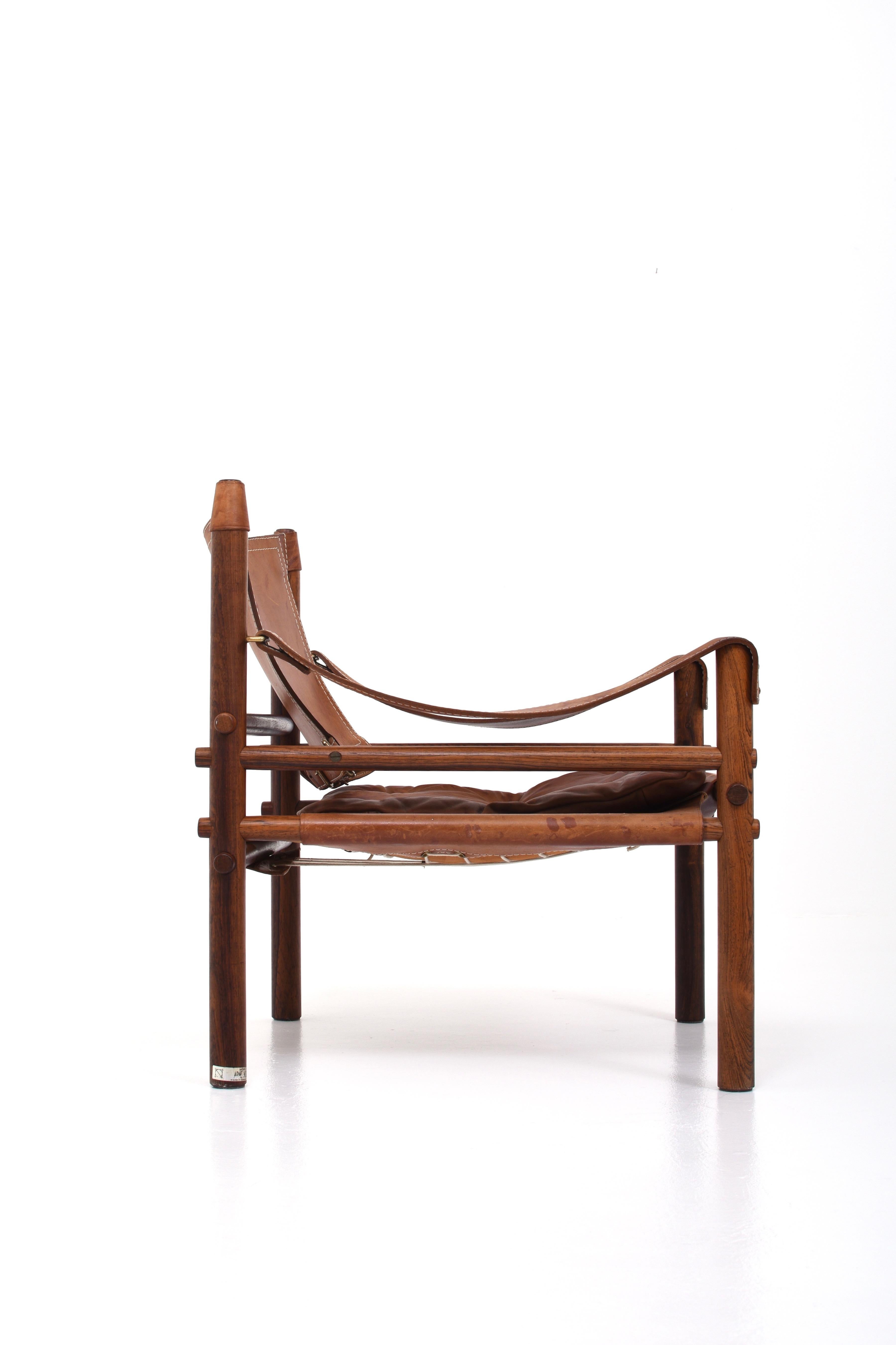 Swedish Leather Sirocco Armchair by Arne Norell, 1960s For Sale